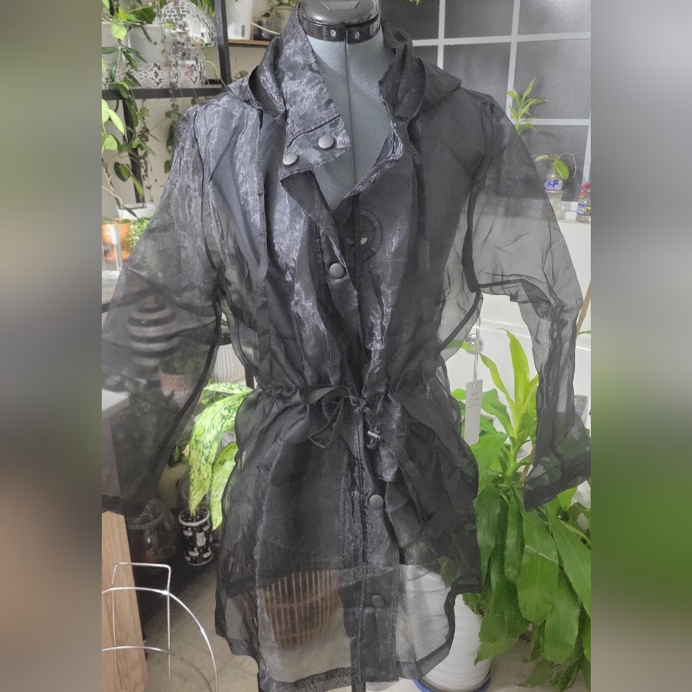 🔥🔥Sheer Black Short Trench Jacket